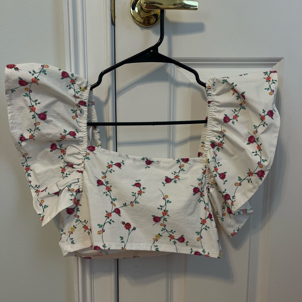 Zara floral crop dress top